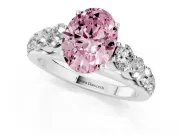 Oval Graduated Side Stone Engagement Ring Setting for a Fancy Pink Lab-Grown Diamond | Flat Top Band | Platinum