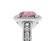 Radiant Cut Halo Engagement Ring Setting for a Fancy Pink Lab-Grown Diamond | Platinum