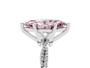 Fancy Pink Marquise Cut Diamond Solitaire Ring Set in Silver with Twisted Band and Bead Prong Setting