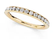 Round Diamond Everyday Comfort Fit Band Set in Yellow gold with Aligned Channel Row