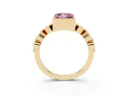 Princess Cut Vintage Milgrain Engagement Ring Setting for a Fancy Pink Lab-Grown Diamond | Yellow Gold
