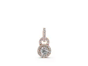Round Lab-Grown Diamond Pavé Halo Pendant Necklace | Pavé Link and Bail | Rose Gold