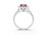 Asscher Cut Halo Engagement Ring Setting for a Fancy Pink Lab-Grown Diamond | Shared Prong Shoulders | Sterling Silver