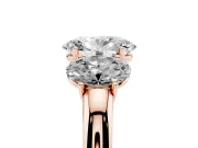 Oval Three Stone Engagement Ring Setting | Matching Side Stones | Rose Gold