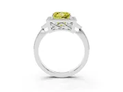 Fancy Yellow Princess Cut Diamond Halo Engagement Ring Set in Platinum with Milgrain Pavé Band