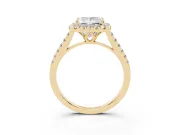 Princess Cut Raised Halo Engagement Ring Setting | Pave Band | Yellow Gold