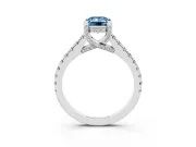 Emerald Cut Hidden Halo Pave Engagement Ring Setting for a Fancy Blue Lab-Grown Diamond | Claw Prongs | Platinum