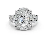 Oval Halo Side Cluster Engagement Ring Setting | Graduated Channel Band | Platinum