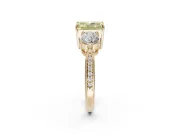 Radiant Cut Three Stone Engagement Ring Setting for a Fancy Yellow Lab-Grown Diamond | Tapered Pave Band | Yellow Gold