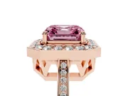 Asscher Cut Halo Engagement Ring Setting for a Fancy Pink Lab-Grown Diamond | Polished Halo Rim | Rose Gold
