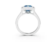 Princess Cut Vintage Milgrain Halo Engagement Ring Setting for a Fancy Blue Lab-Grown Diamond | Bezel Head | Platinum
