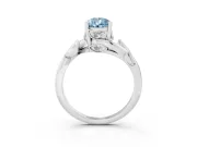 Fancy Blue Pear Cut Diamond Solitaire Twist Engagement Ring Set in Silver with Pavé Leaf Accents