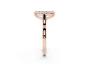 Emerald Cut Claw Corner Halo Engagement Ring Setting | Slim Plain Band | Rose Gold
