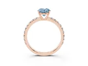 Oval Pave Engagement Ring Setting for a Fancy Blue Lab-Grown Diamond | Shared Prong Band | Rose Gold