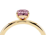 Emerald Cut Low Set Solitaire Engagement Ring Setting for a Fancy Pink Lab-Grown Diamond | Plain Band | Yellow Gold