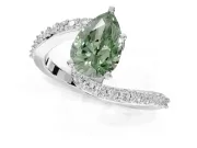 Pear-Shaped Bypass Engagement Ring Setting for a Fancy Green Lab-Grown Diamond | Sterling Silver