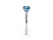 Fancy Blue Princess Cut Diamond Cluster Solitaire Ring Set in Silver with Prong Setting