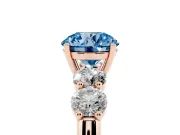 Round Five Stone Engagement Ring Setting for a Fancy Blue Lab-Grown Diamond | Plain Band | Rose Gold