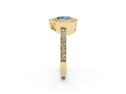 Heart-Shaped Double Milgrain Halo Engagement Ring Setting for a Fancy Blue Lab-Grown Diamond | Pave Band | Yellow Gold