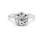 Round Cut Diamond Solitaire Cathedral Ring Set in Silver with Prong Setting