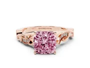 Cushion Cut Vine Engagement Ring Setting for a Fancy Pink Lab-Grown Diamond | Rose Gold