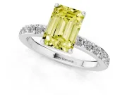 Emerald Cut Engagement Ring Setting for a Fancy Yellow Lab-Grown Diamond | Sterling Silver - Design NV-24514
