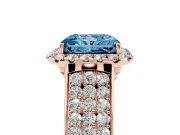 Radiant Cut Pavé Engagement Ring Setting for a Fancy Blue Lab-Grown Diamond | Wide Three-Row Band | Rose Gold