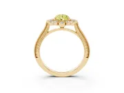 Pear-Shaped Scalloped Halo Engagement Ring Setting for a Fancy Yellow Lab-Grown Diamond | Milgrain Edges | Yellow Gold