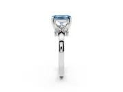 Emerald Cut Floral Engagement Ring Setting for a Fancy Blue Lab-Grown Diamond | Sterling Silver