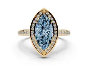 Marquise Sectioned Halo Engagement Ring Setting for a Fancy Blue Lab-Grown Diamond | Yellow Gold