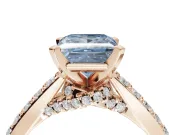 Princess Cut Pavé Solitaire Engagement Ring Setting for a Fancy Blue Lab-Grown Diamond | Crossover Gallery | Rose Gold