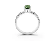 Pear-Shaped Three Row Pave Engagement Ring Setting for a Fancy Green Lab-Grown Diamond | Double Claws | Sterling Silver