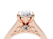 Marquise Cut Diamond Channel Set Solitaire Engagement Ring Set in Rose gold with Prong Setting