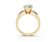 Heart-Shaped Three Stone Engagement Ring Setting | Tapered Baguettes | Yellow Gold