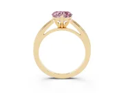 Fancy Pink Heart Cut Diamond Solitaire Ring Set in Yellow gold with Prong Setting and Classic Band