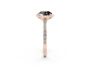 Round Pavé Halo Engagement Ring Setting for a Black Center | Rose Gold