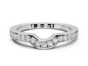 Round Lab-Grown Diamond Pavé Contour Wedding Band | Raised Rails | Platinum