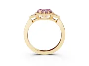 Fancy Pink Heart Cut Diamond Milgrain Solitaire Ring Set in Yellow gold with Tapered Pavé Band and Prong Setting