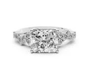 Radiant Cut Scattered Accent Engagement Ring Setting | Slim Band | Sterling Silver