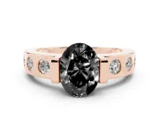 Oval Tension Style Engagement Ring Setting for a Black Center | Flush Set Accents | Rose Gold