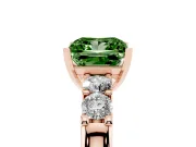 Fancy Green Princess Cut Diamond Five-Stone Prong Set Engagement Ring Set in Rose gold with Channel Band