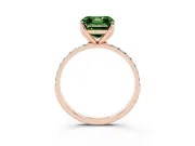 Asscher Cut Pave Engagement Ring Setting for a Fancy Green Lab-Grown Diamond | Slim Band | Rose Gold