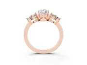 Marquise Cluster Side Stone Engagement Ring Setting | Plain Band | Rose Gold