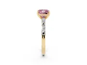 Princess Cut Baguette Side Stone Engagement Ring Setting for a Fancy Pink Lab-Grown Diamond | Yellow Gold