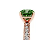 Cushion Cut Vintage Pavé Engagement Ring Setting for a Fancy Green Lab-Grown Diamond | Rose Gold