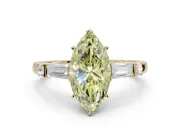 Marquise Tapered Baguette Engagement Ring Setting for a Fancy Yellow Lab-Grown Diamond | Yellow Gold