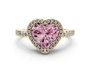 Heart-Shaped Pave Halo Engagement Ring Setting for a Fancy Pink Lab-Grown Diamond | Yellow Gold