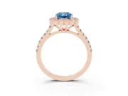 Radiant Cut Milgrain Floral Halo Engagement Ring Setting for a Fancy Blue Lab-Grown Diamond | Pavé Band | Rose Gold