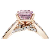Radiant Cut Pavé Solitaire Engagement Ring Setting for a Fancy Pink Lab-Grown Diamond | Crossover Gallery | Rose Gold
