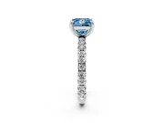 Fancy Blue Princess Cut Diamond Pavé Solitaire Ring Set in White gold with Round Band and Prong Setting
